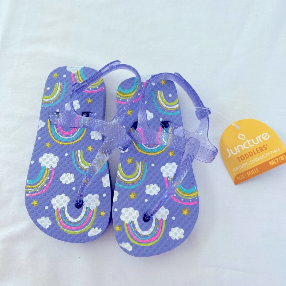 Purple Rainbow Toddler Sandals Flip-Flops - New